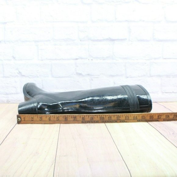 Kate Spade Black Glossy Rubber Pull On Knee High Rain Boots Size 9 - Picture 6 of 10